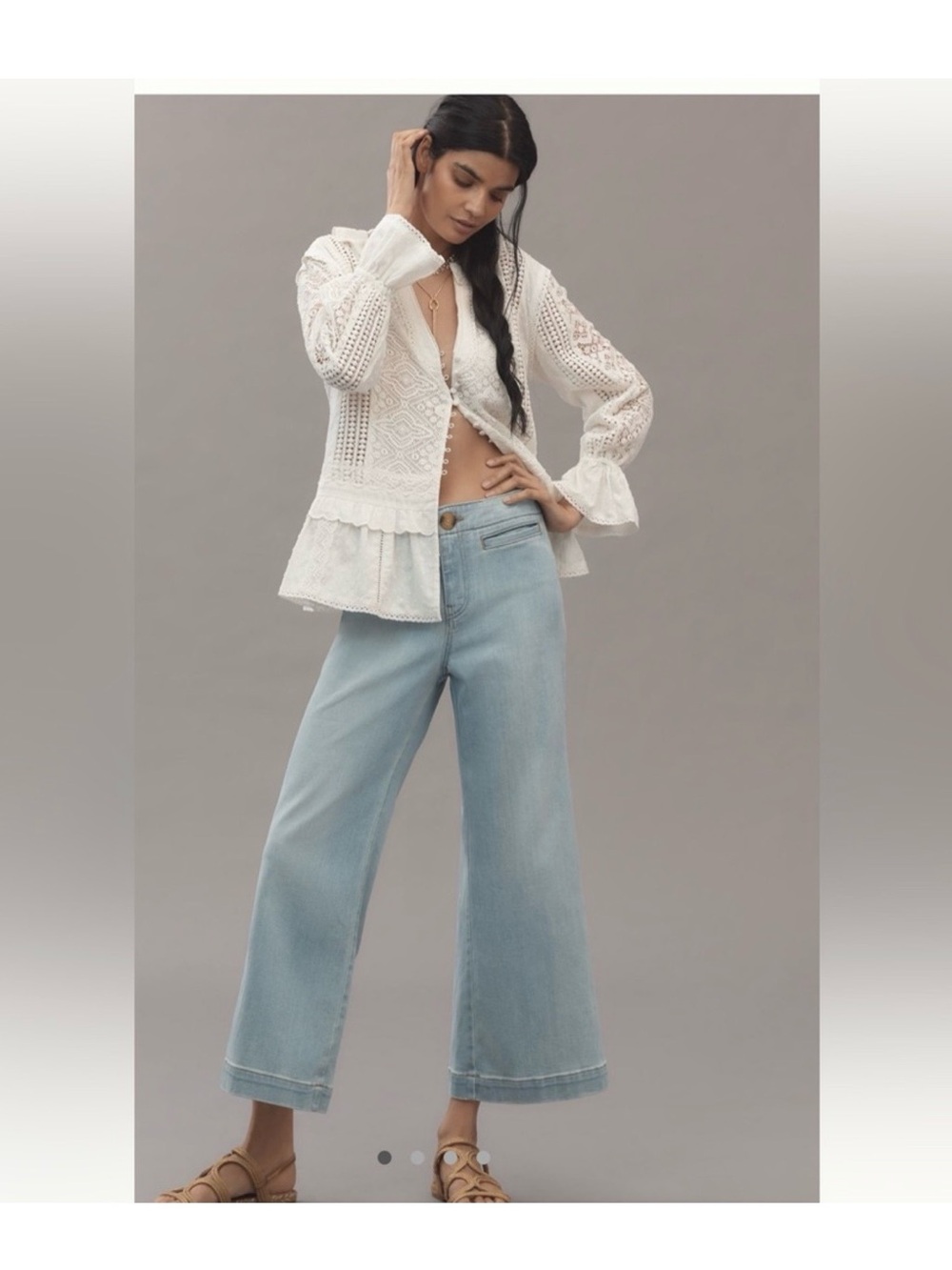 Pilcro Light Blue Wide-Leg Crop Jeans RARE